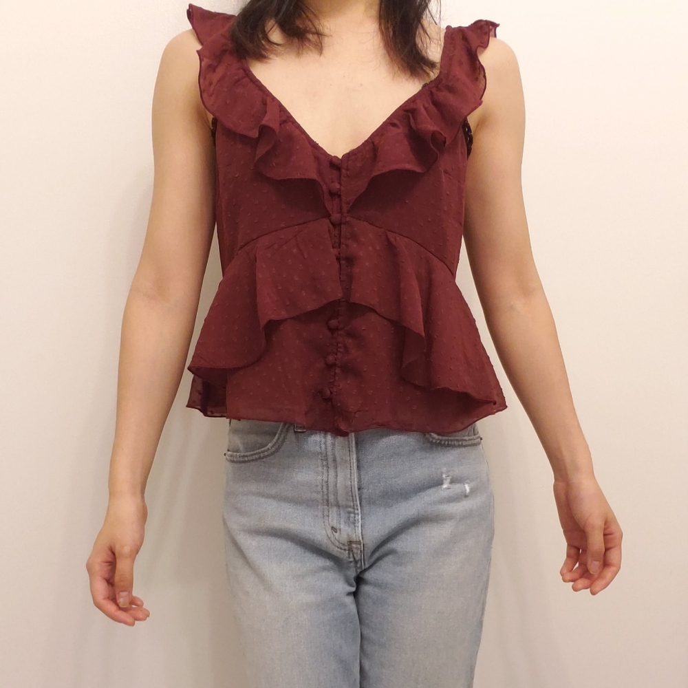Ruffle V-Neck Shell - Picture 5 of 8
